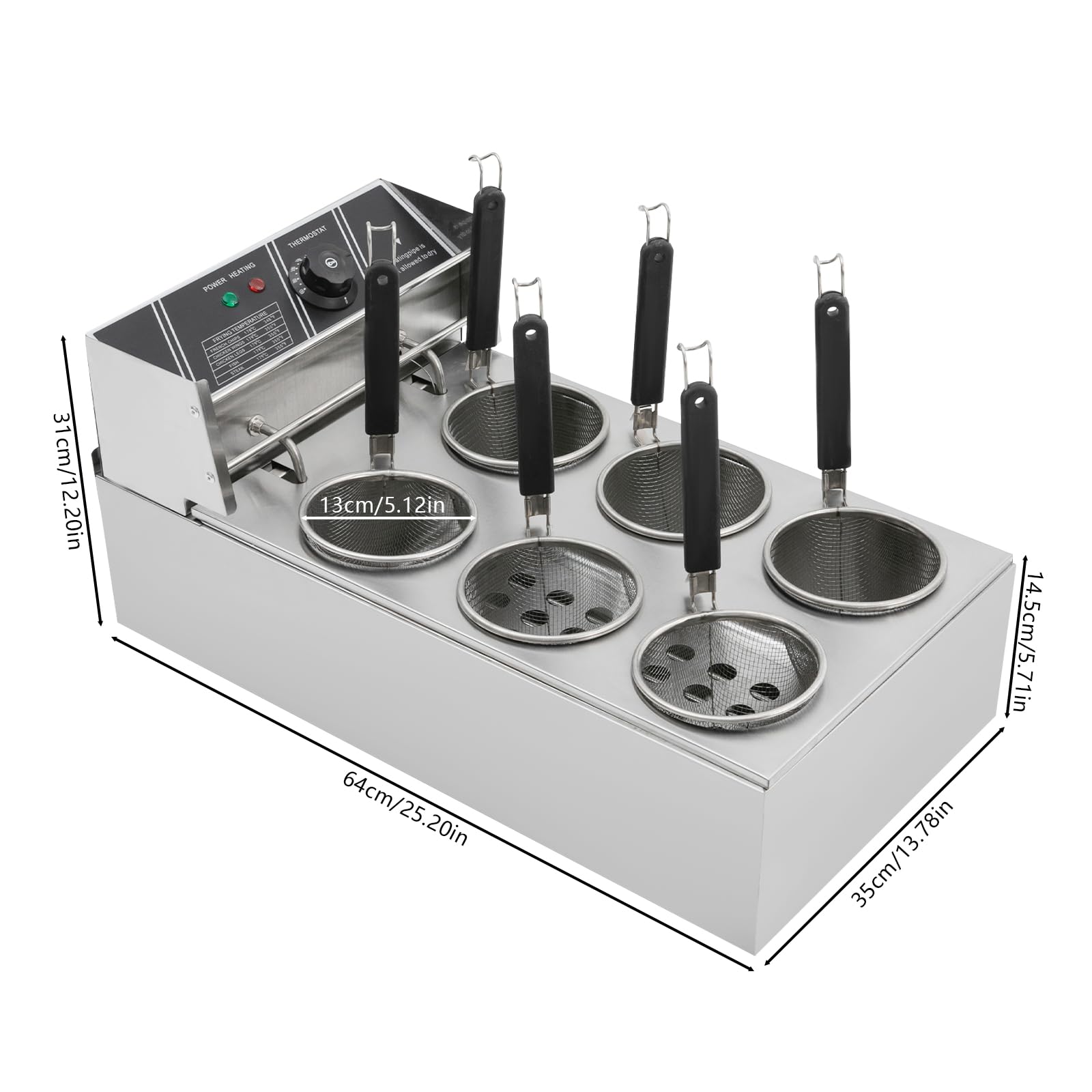 Electric Pasta Cooker – Professional 20L Commercial Pasta Machine with 6 Baskets